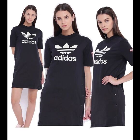 Adidas originals three stripes Cotton short sleeve Logo dress Sz XS - Picture 6 of 14